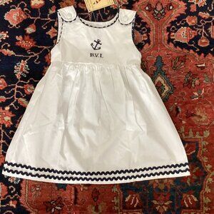 New PUSSER’S B.V.I. White toddler Nautical Dress Blue Trim-Size 3T